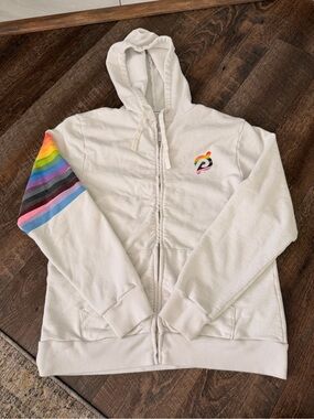 Peloton Lead With Love Pride Full Zip Hoodie Medium Rainbow Graphic Sweatshirt